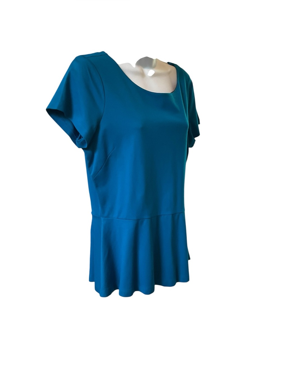 NWT Banana Republic Teal Scoop Neck Peplum Top Business Casual Sz 14
